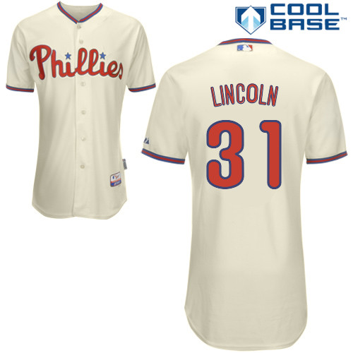 Brad Lincoln #31 MLB Jersey-Philadelphia Phillies Men's Authentic Alternate White Cool Base Home Baseball Jersey